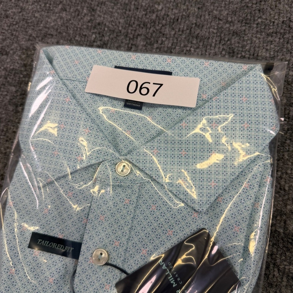 Peter Millar Mens XL Tailored Fit Crown Crafted Polo Shirt Light Blue Geometric - Picture 11 of 11